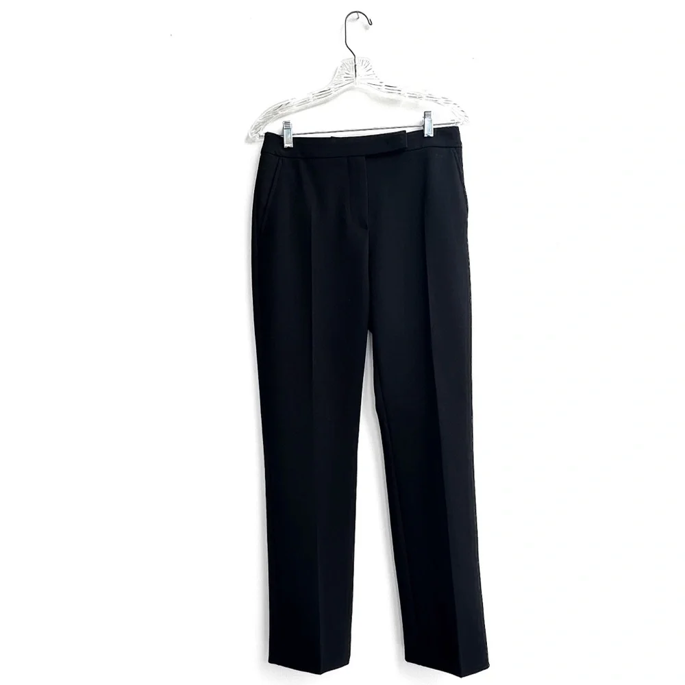 MaxMara Virgin Wool Trouser Black Classic Straight Leg - Size 6‎
